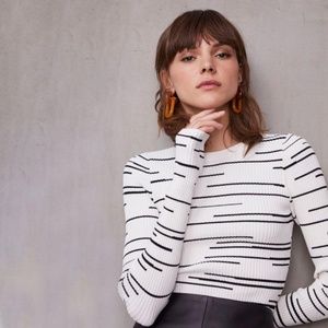 Autumn Cashmere Broken Stripe Crew